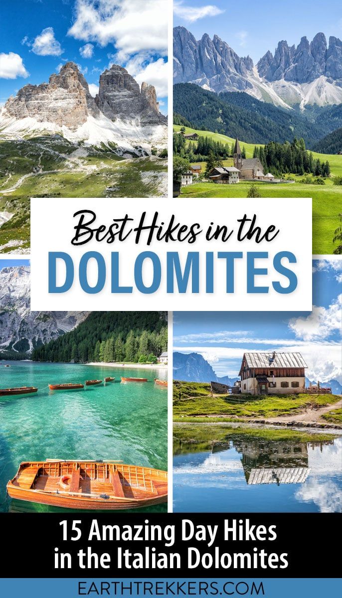 Best hikes in the Dolomites, Italy. Tre Cime di Lavaredo, Cadini di Misurina, Lago di Braies, Puez Odle Altopiano, and more.