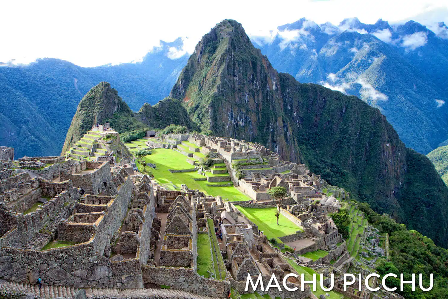 A view of the historical city Machu Picchu in the mountains in Peru.
